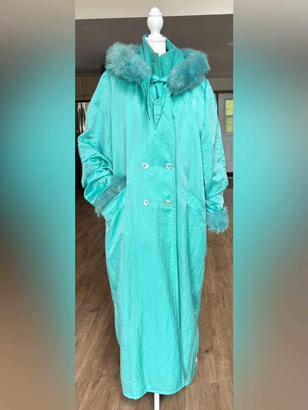 Vintage Linda Lundstrom pure wool LAPARKA in teal Women’s size LG